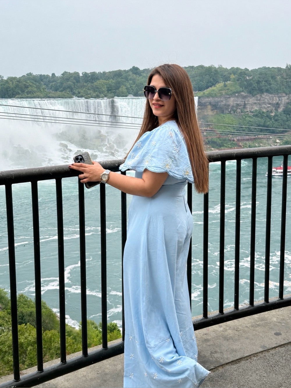 Light Blue Embroidered Maxi jump suit  Dress